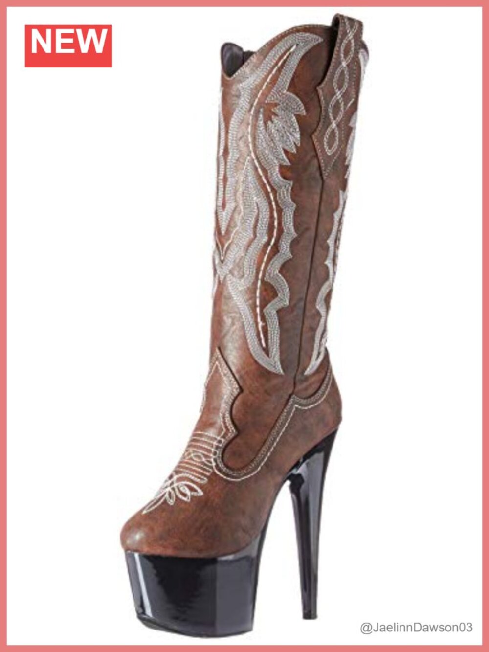 Knee High Equestrian Boots 7" Stiletto Platform Faux Leather Side Zip